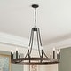 preview thumbnail 10 of 24, Acroma 12-light Farmhouse Modern Wagon Wheel Chandelier Candle Dining Room Lighting - 34'' Weathered Walnut