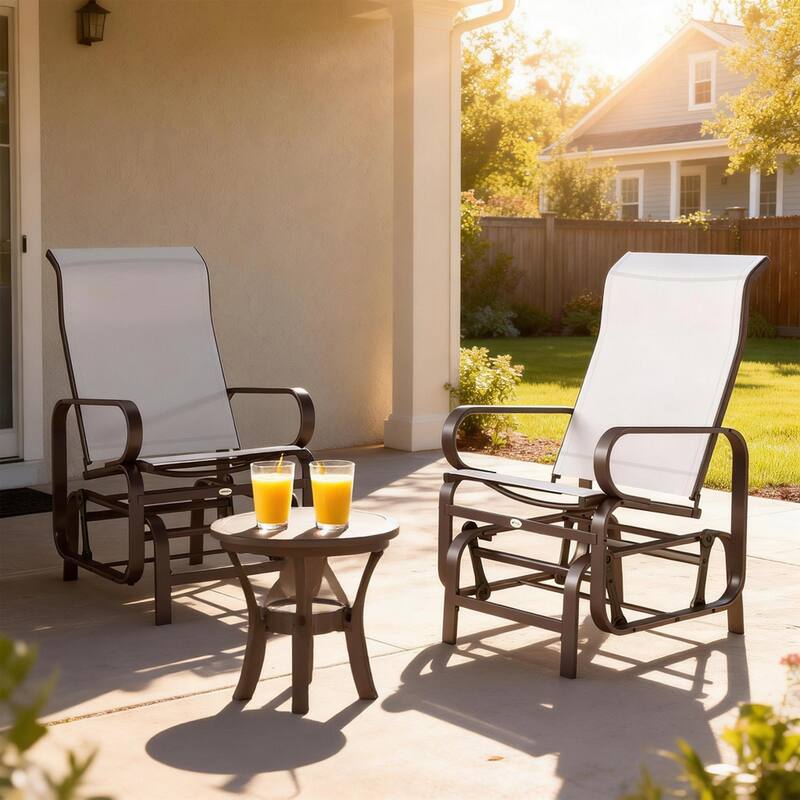 Outsunny Outdoor Glider Chair Set of 2, Gliders for Outside Patio with Smooth Rocking Mechanism