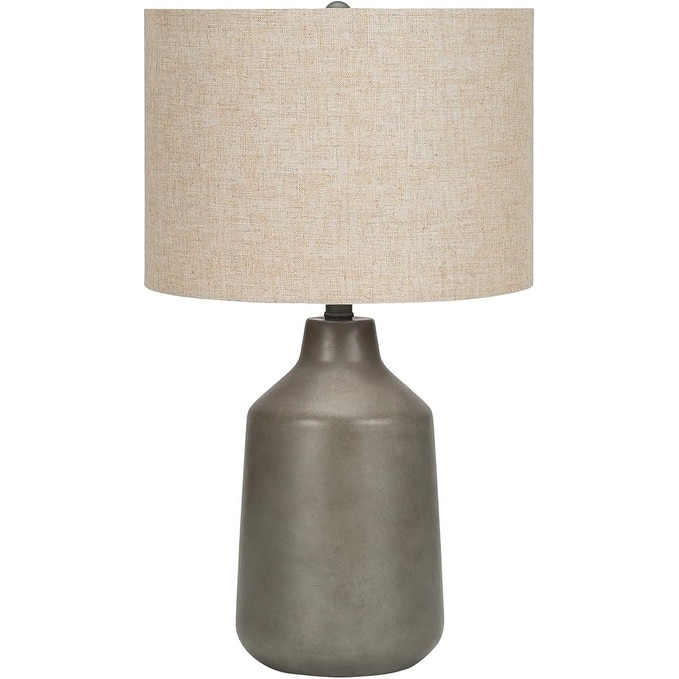 Lighting, 24"h, Table Lamp, Grey Concrete, Beige Shade, Contemporary