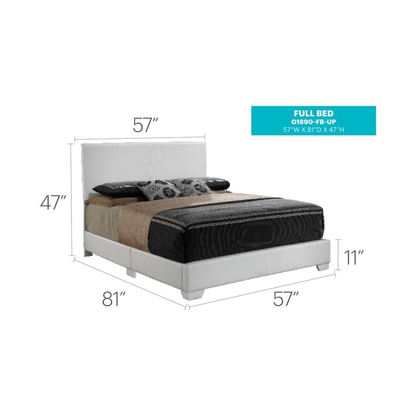 White Full Bed with Sleek Frame and Bright Finish, Practical Bedroom Furniture for Comfort, Storage and Style