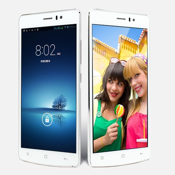 Indigi® V19 Factory Unlocked 3G GSM+CDMA 5.5inch HD Android 4.4 KitKat Dual-Core Dual-Sim Smartphone (White) - Silver/White