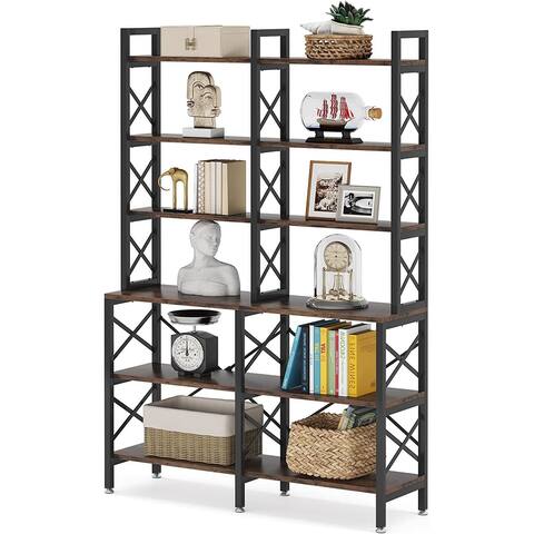 Double Wide 6 Tier Bookshelf, Strong and Sturdy - 13.38"D x 47.24"W x 70.87"H