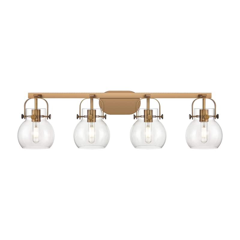 Innovations Lighting 423-4W-10-37 Pilaster II Sphere Vanity Pilaster - Brushed Brass / Clear