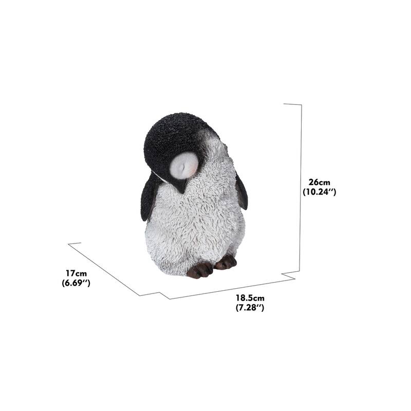 10" Large Sleeping Penguin Outdoor Garden Statue