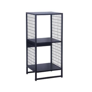 Cube Storage Wall Unit with Wood Grain and Metal Mesh, Black Oak - Bed ...