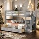preview thumbnail 21 of 54, Artsy Twin-Over-Twin Bunk Bed with Three Drawers and Storage Stairway for Bedroom, Maximized Space Grey