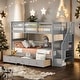 preview thumbnail 22 of 54, Twin-Over-Twin Bunk Bed with 3 Drawers and Stairway