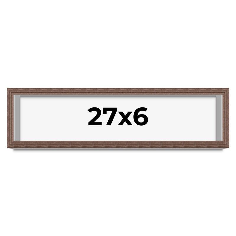27x6 Shadow Box Frame Brown | 1.125 inches Deep Real Wood Rustic