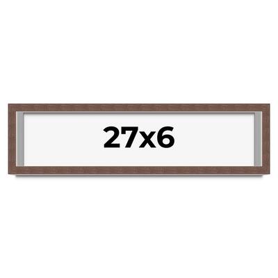 27x6 Shadow Box Frame Brown | 1.125 inches Deep Real Wood Rustic