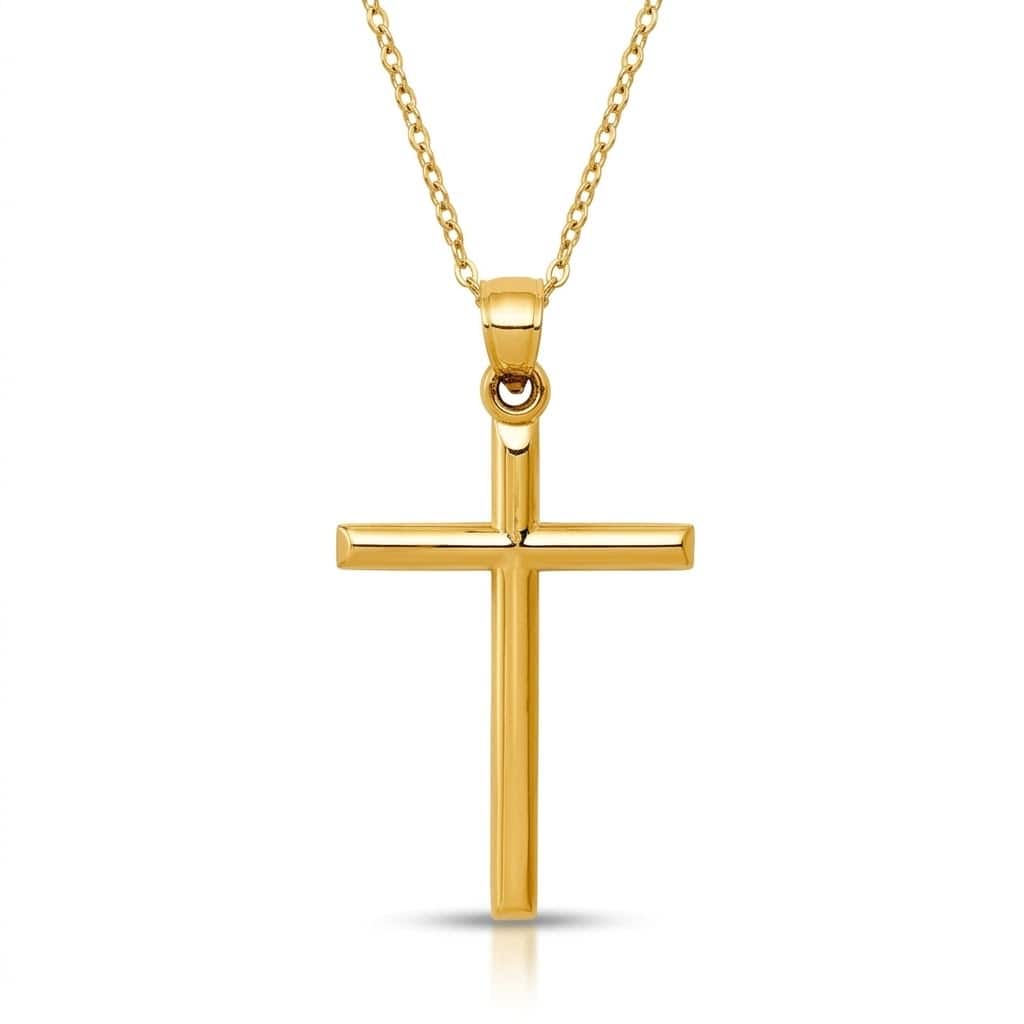 Curata 14k Yellow Gold 18" 38x20mm Large Latin Unisex Cross Necklace