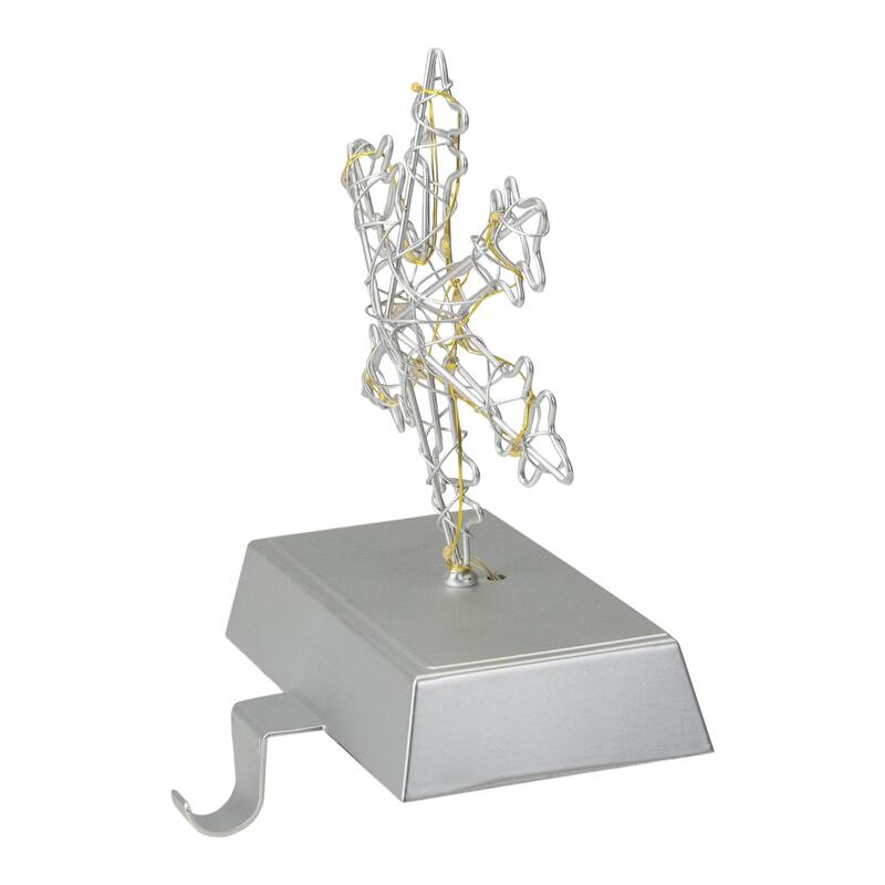7.5" LED Lighted Silver Wired Snowflake Christmas Stocking Holder