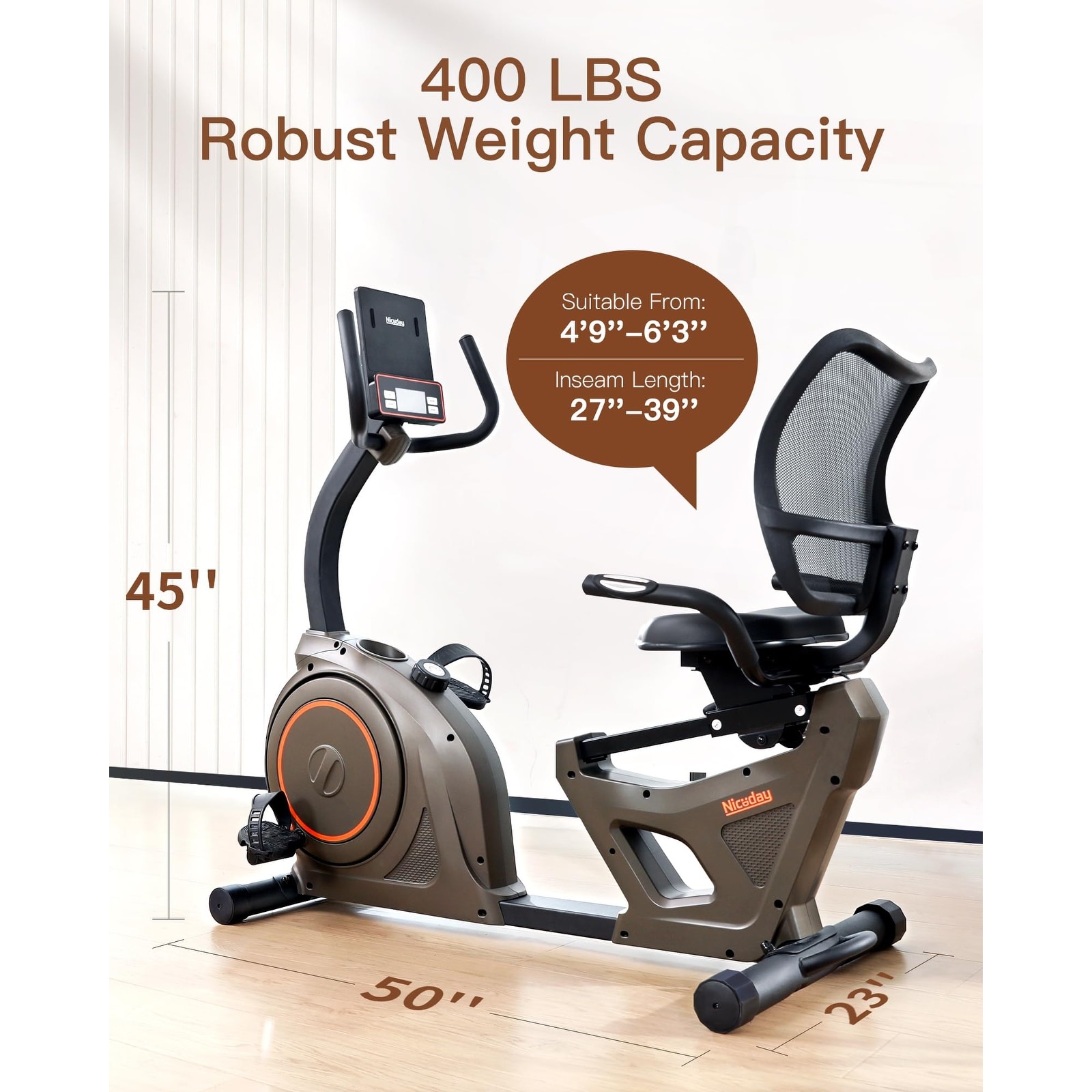 Recumbent Stationary Exercise Bike 400LBS Weight Capacity Magnetic Recumbent Bike w Smart APP LCD Monitor Heart Rate Handle Bed Bath Beyond 40335014