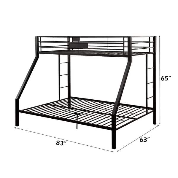 Black Twin XL/Queen Bunk Bed w/ Slat System & Ladder