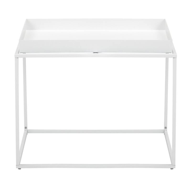 16 in. White Rectangle Metal End Table, Sturdy Build End Side Table for Living Rooms