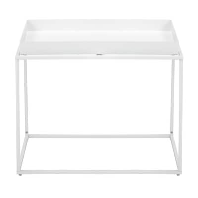16 in. White Rectangle Metal End Table, Sturdy Build End Side Table for Living Rooms