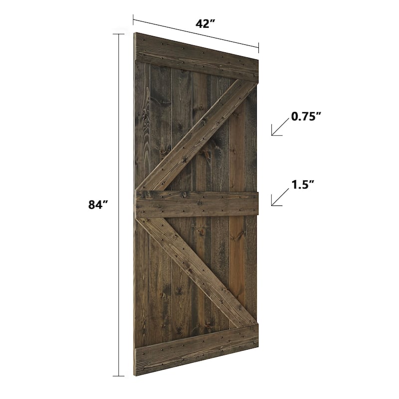 Coast Sequoia 48in/60in/72in/76in/84in x 84in K Series Pine Wood Double Sliding Barn Door With Hardware Kit