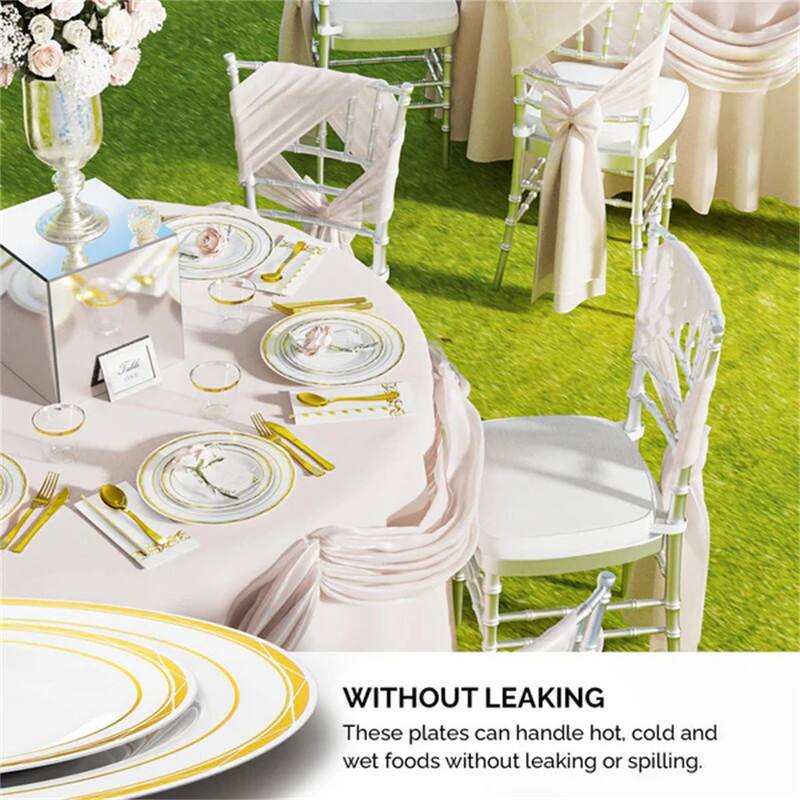 800 Pieces Gold Pre Rolled Napkins Disposable Dinnerware Set
