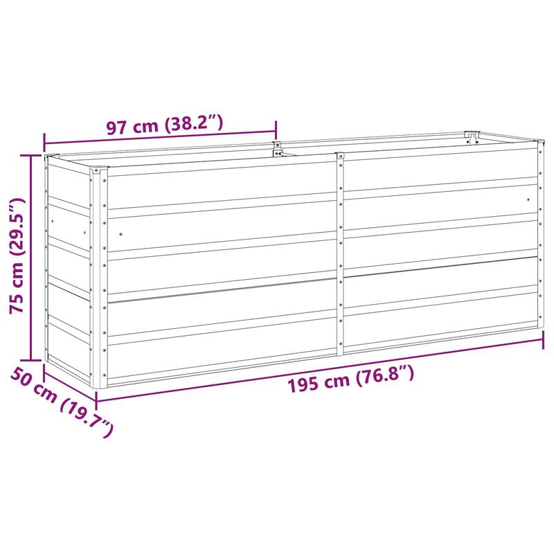 vidaXL Planter in Galvanised Steel - 39.37 x 19.69 x 17.72