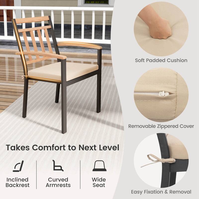 Costway 9 PCS Outdoor Dining Table & Chairs Set Table with Acacia Wood - See Details