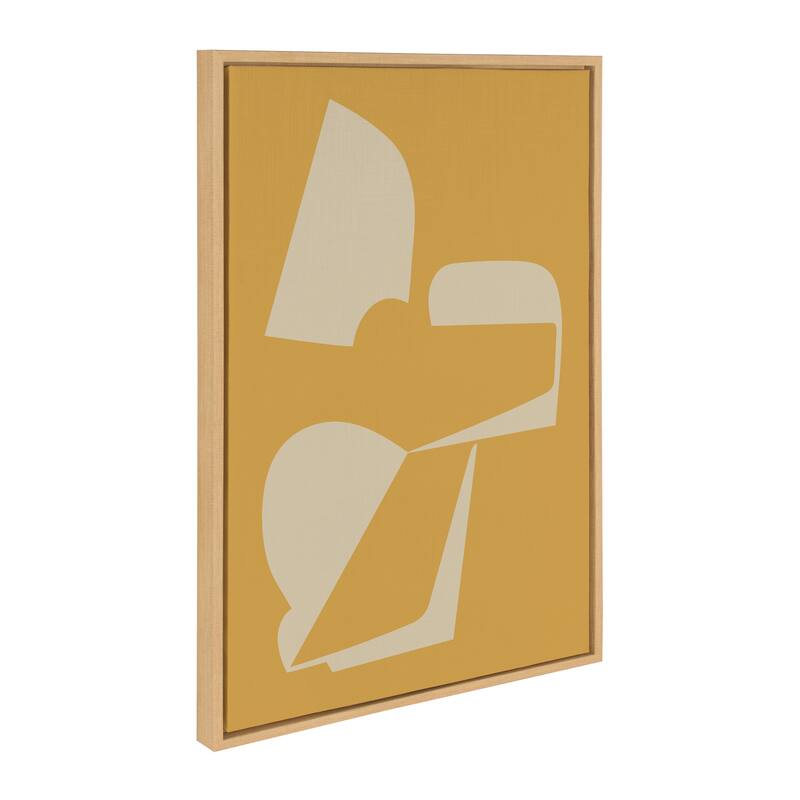 Kate and Laurel Sylvie Eye Catching Sleek Abstract 3 Yellow and Tan Framed Canvas by The Creative Bunch Studio - 23x33