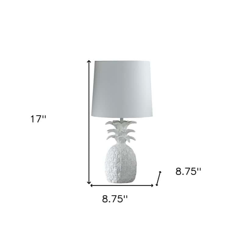 White Pineapple Resin Table Lamp with Fabric Empire Shade - 8.75” x 8.75” x 17” (D x W x H)