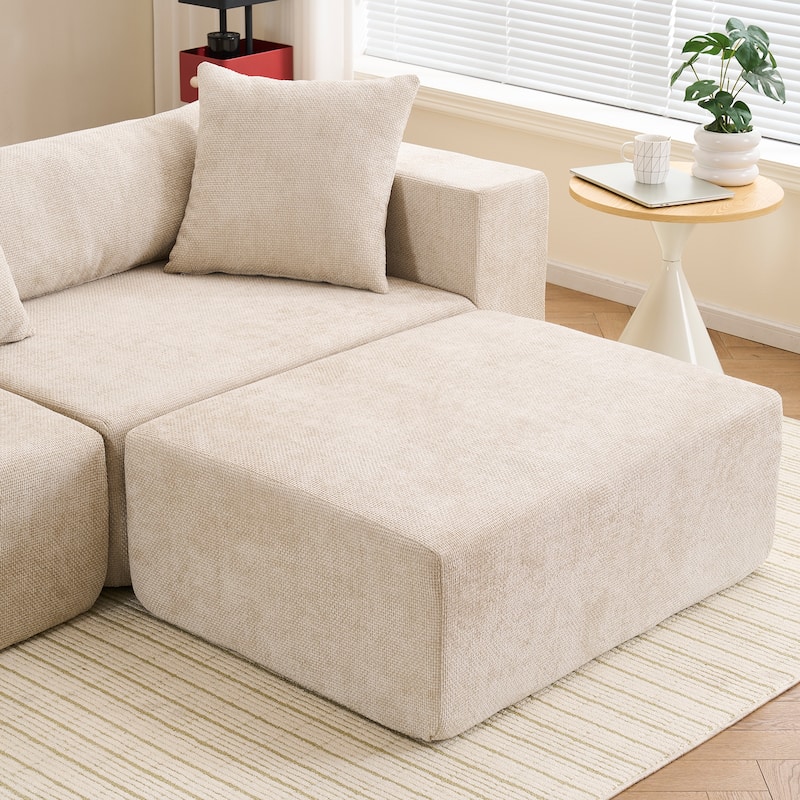 Modular 3-Seat Sectional Sofa Cloud Sofa with L-Shaped Lounge Chair for Living Room Bedroom