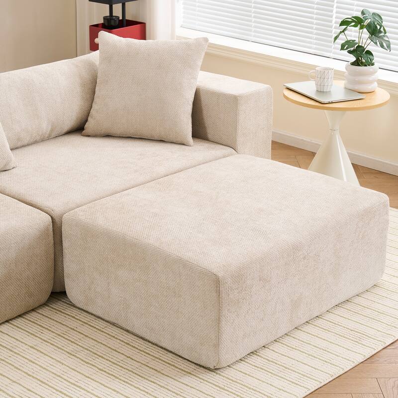 Modular Cross-Section With L-Shaped Lounge Chair, Cloud Sofa,Soft Cushion Sofa - No Installation Required