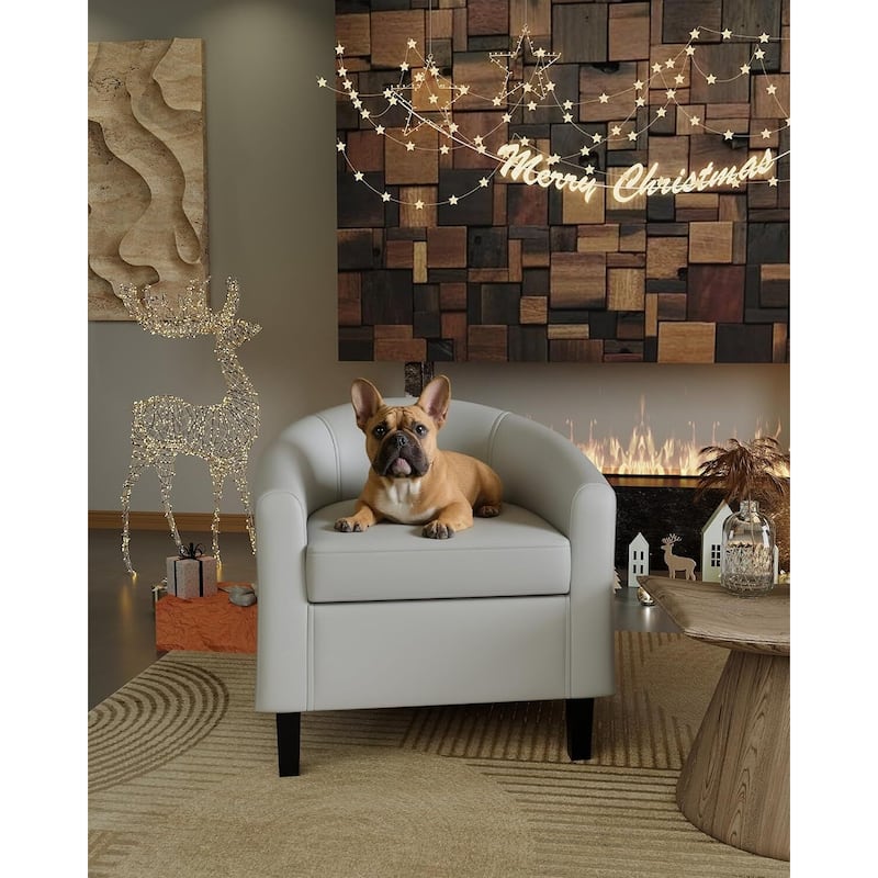 Faux Leather Sofa Accent Chair for Living Room Bedroom Reading Room