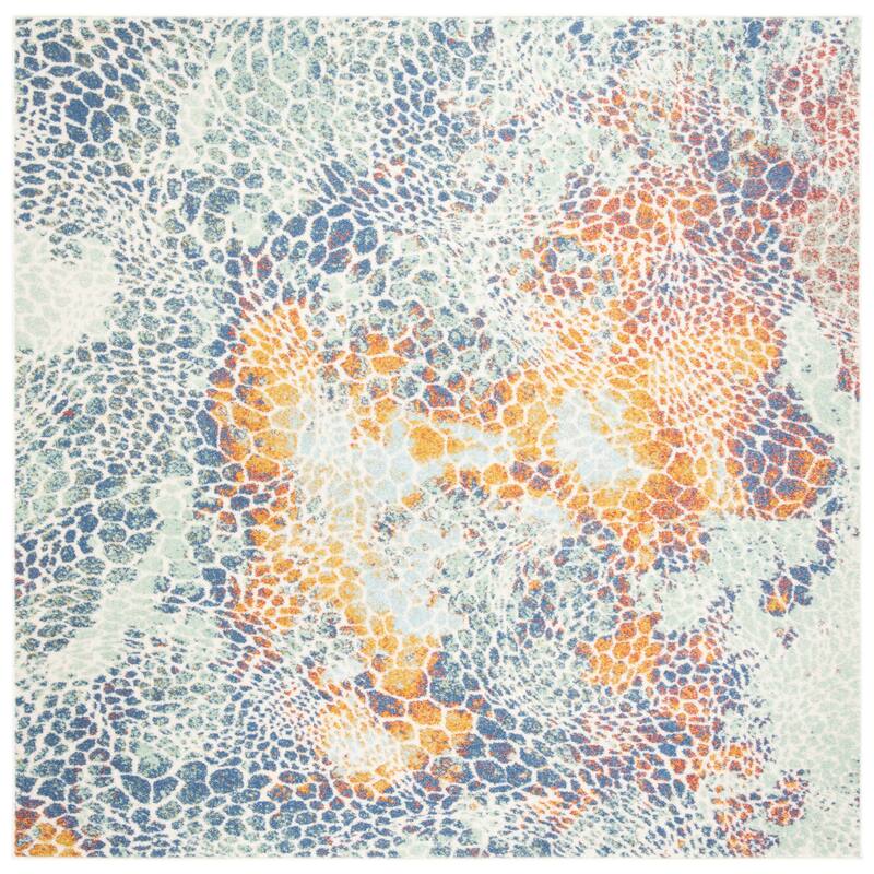 SAFAVIEH Prism Gwyneth Vintage Abstract Rug - 6'7" Square - Cream/Blue