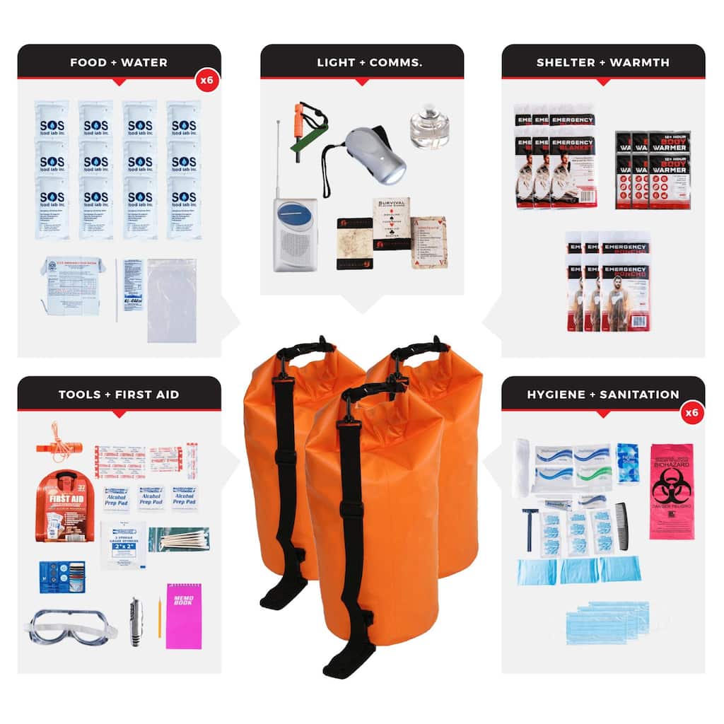 WSK Essential Survival Kit for Up To 6 People plus Dry Bag - Multicolor