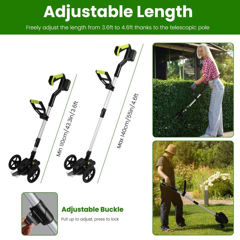 21V Cordless Brushless Grass Trimmer with 3 Blade Types and Adjustable Pole Dual Wheels - 7.68” x 4.33”