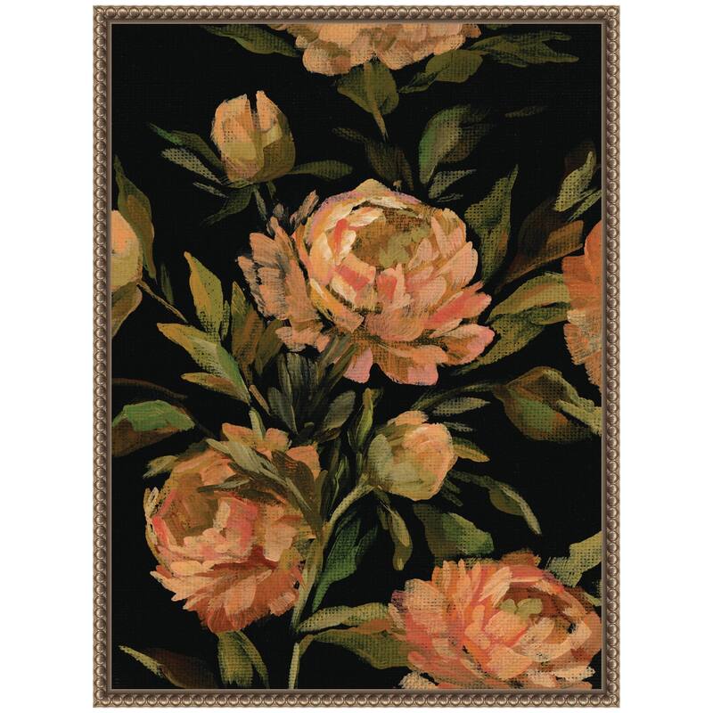 Kate and Laurel Sylvie Moody Floral 3 Framed Canvas by Annie Quigley