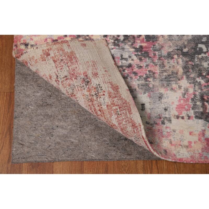 Contemporary Abstract Indian Area Rug Hand-Knotted Wool Carpet - 9'0"x 11'10"