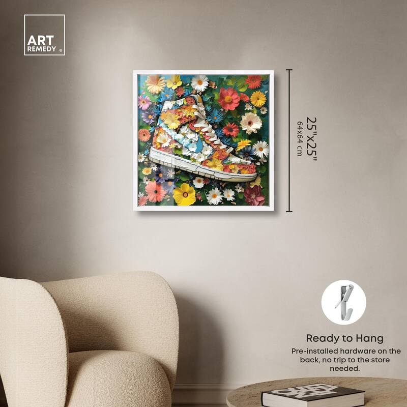 Painted in Floral Sneaker Shadowbox by Art Remedy
