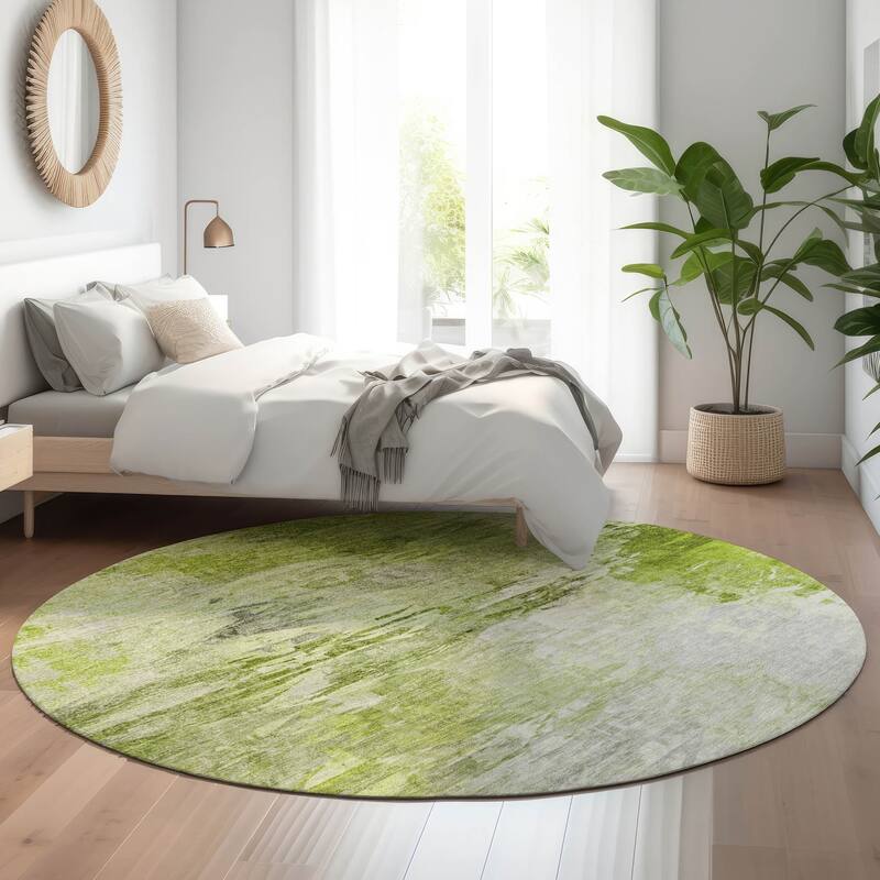 Premium Washable Super Soft Watercolor Mayfield Rug - Aloe - 8' x 8'