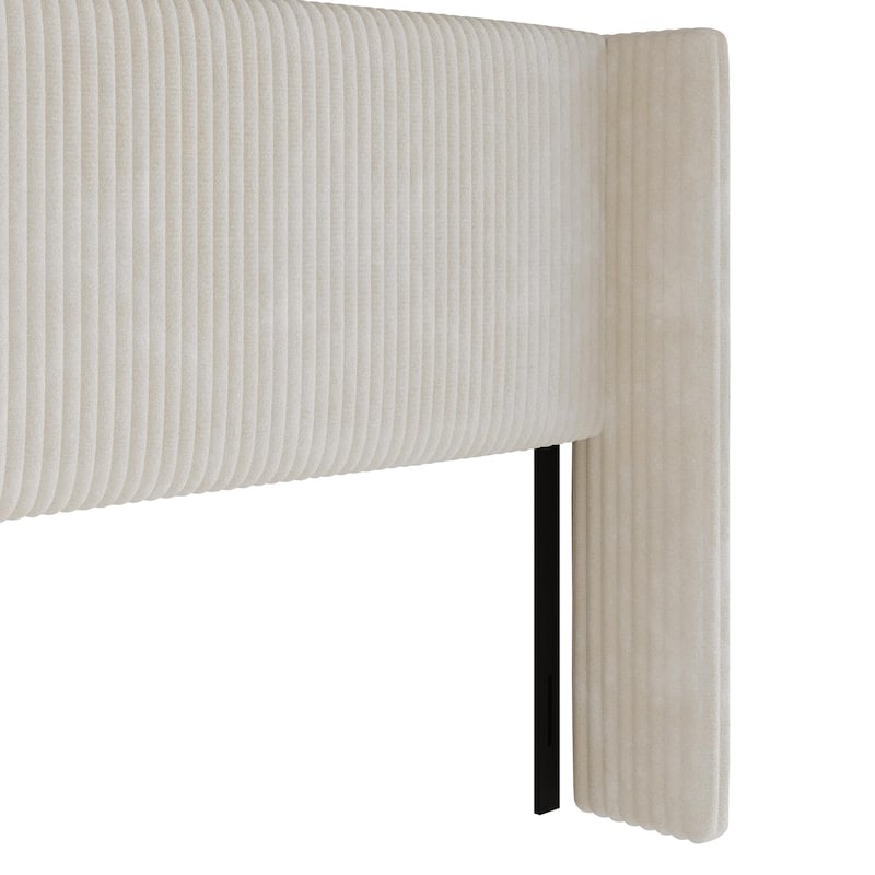 Clayfell Lenox Upholstered Wingback Headboard, Soft Corduroy, Easy to Assemble