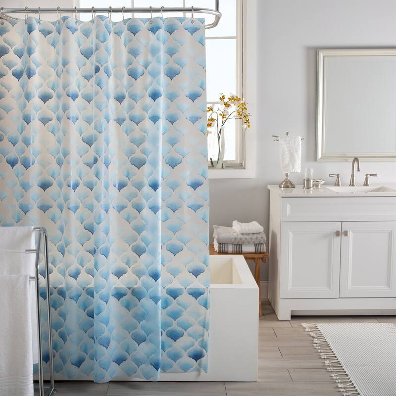 Bath Bliss Scale Design PEVA Shower Curtain in Blue