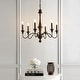 preview thumbnail 4 of 7, Sofia 25" 6-Light Midcentury Farmhouse Iron LED Chandelier, Wood Finished/Oil Rubbed Bronze by JONATHAN Y