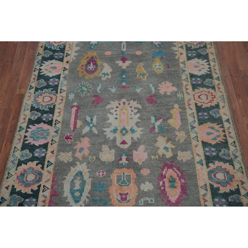Oushak Style Area Rug Hand-Knotted Wool Carpet - 5'0" x 8'1"