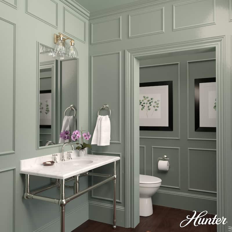 Hunter Van Nuys Bathroom Vanity Wall Light - Bathroom, Laundry - Transitional, Vintage, Farmhouse - Damp Rated!