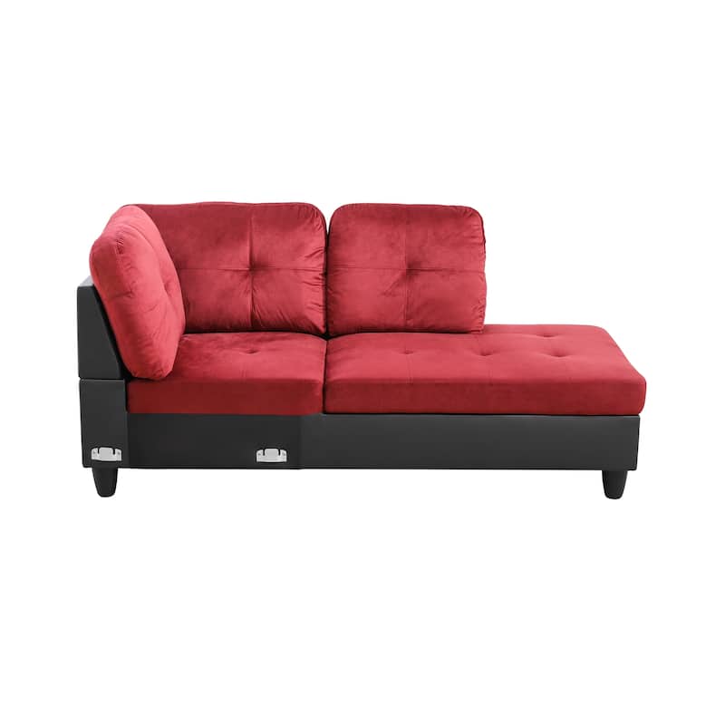 Red Flannel And PVC 3-Piece Couch Living Room Sofa Set