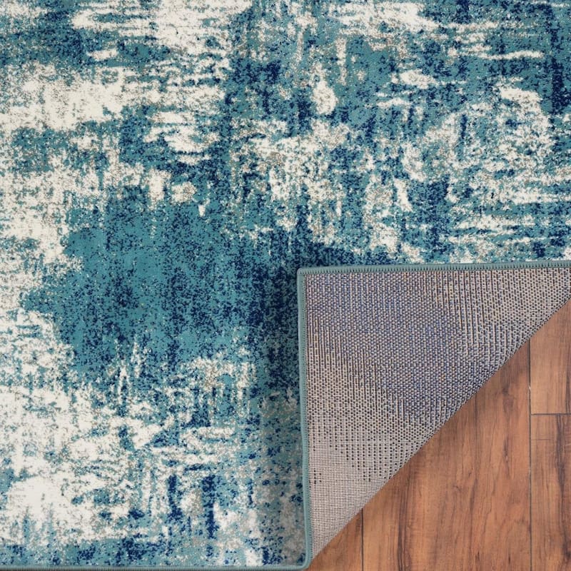 LUXE WEAVERS Modern Abstract Industrial Area Rug - 8' x 10' - 8' x 10' - Light Blue