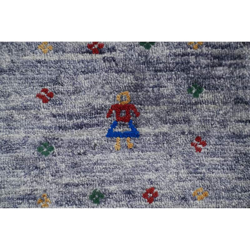 Hand Knotted Oriental 100% Wool Carpet Tribal Tribal Greys & Charcoal Gabbeh Area Rug - 12' 0'' X 9' 1''