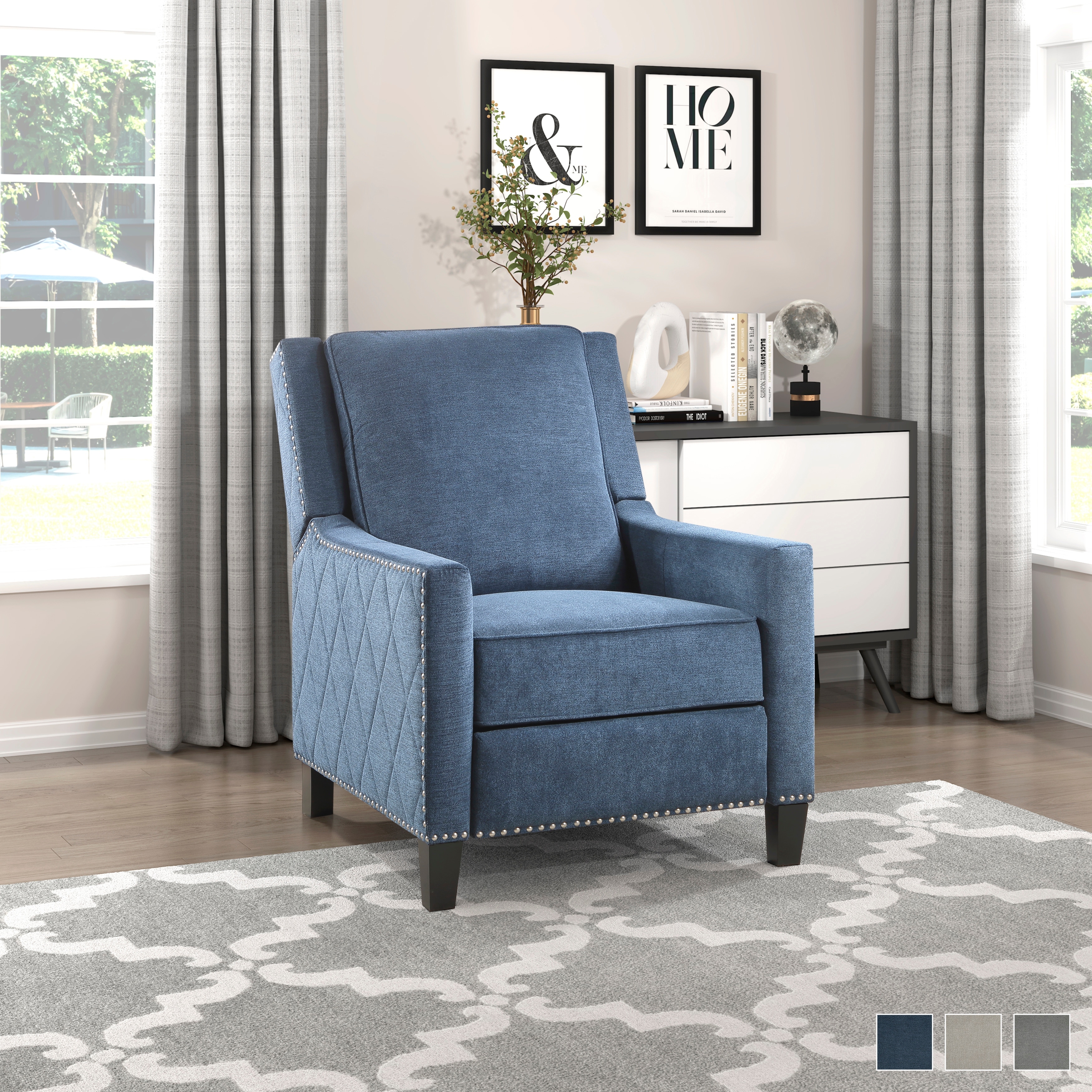 Fremont & Park Dante Upholstered Push Back Reclining Chair - 30" x 38.5" x 41"