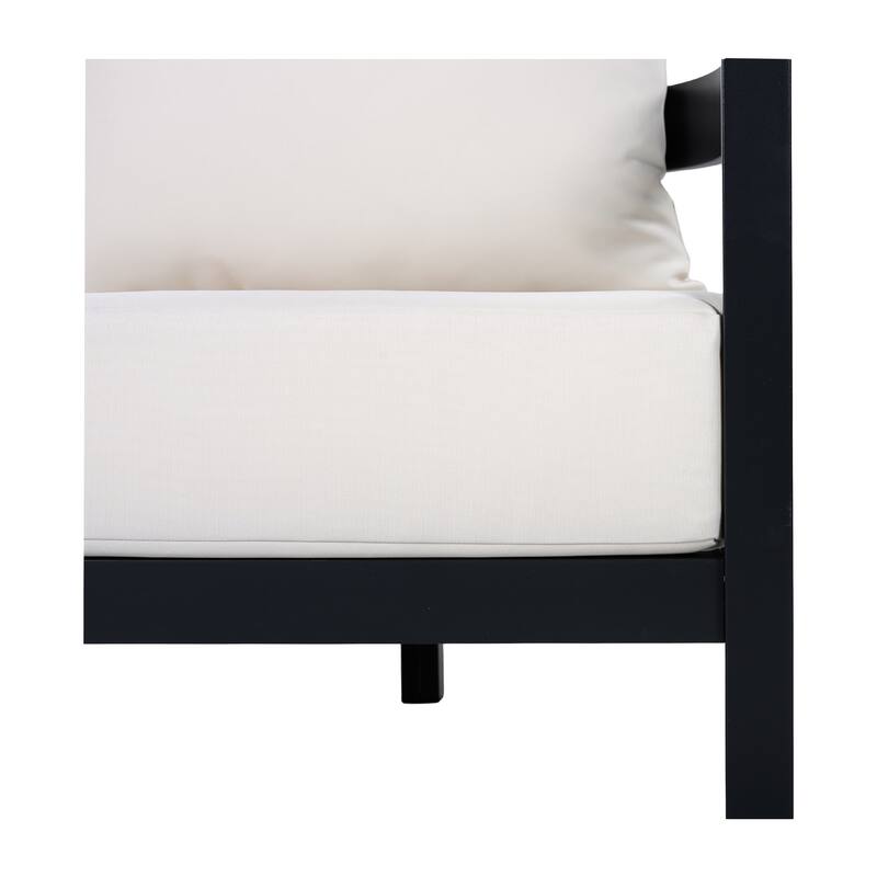 Christopher Knight Home - Modern 52.6" Outdoor Curved Back 2-Seater Loveseat with Aluminum Frame & Water-Resistant Cushions