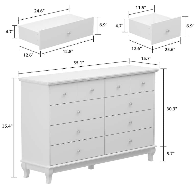 Lacquer Dresser 55.1"Wide Storage Chest Storage Dresser Bedroom
