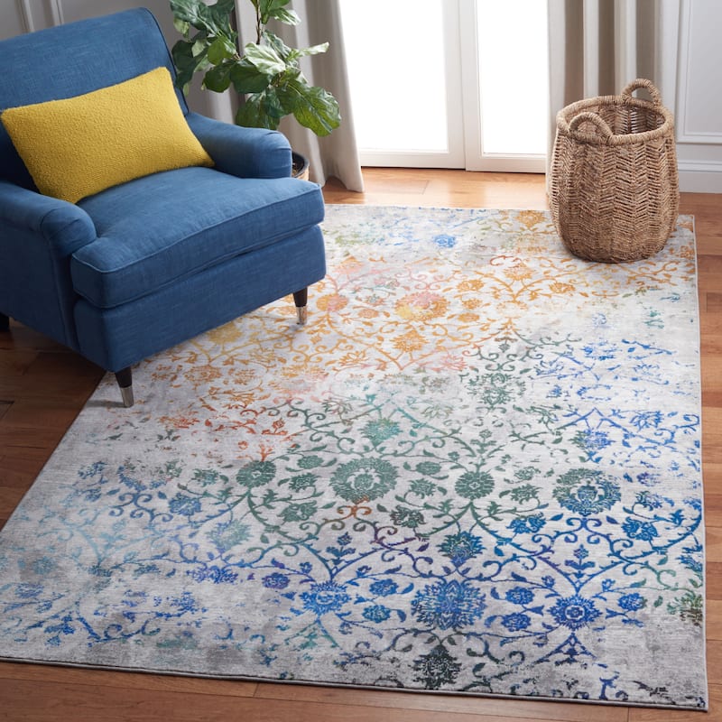 SAFAVIEH Aria Hatice Boho Floral Damask Rug - 5'5" x 7'7" - Grey/Green