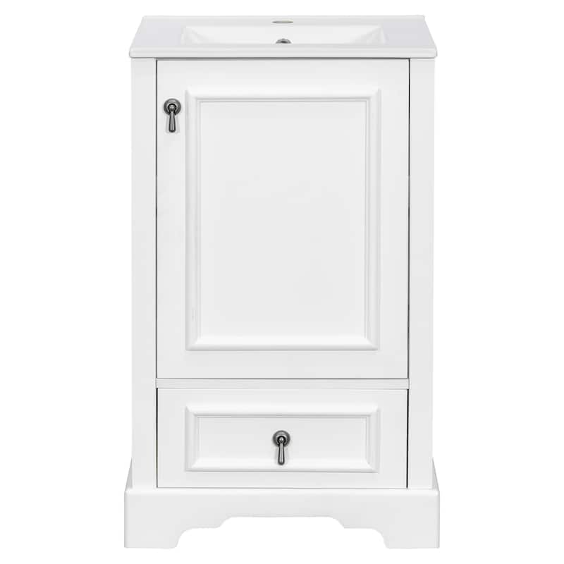 GDFStudio - Lisa Wood & Ceramic 20" Bathroom Vanity with Sink, Soft-Close Door & Storage Rack