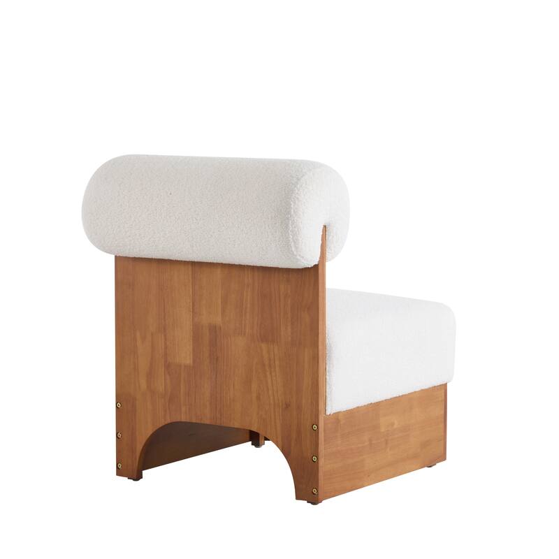 Boucle Lounge Chairs (Set of 2) with Solid Wood Frames, Rolled Backrests, and Ergonomic Design
