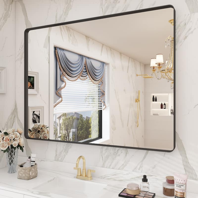 Bathroom Vanity Mirror with Aluminum Alloy Framed, Tempered Glass, Wall Mounted - 40x30